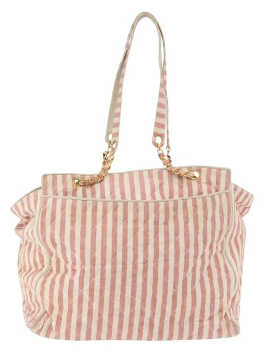 CHANEL Matelasse Shoulder Bag Canvas Pink Gold CC Auth 189308